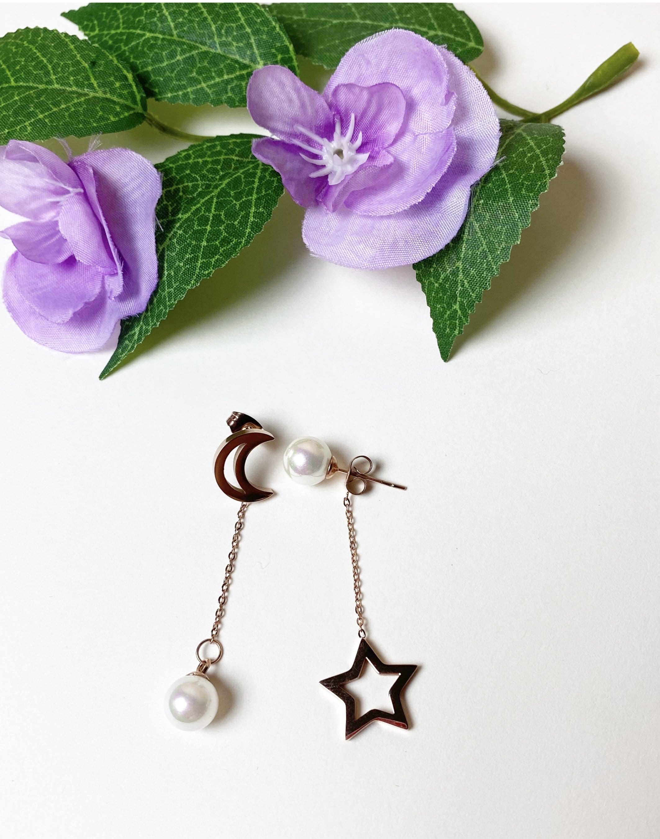 Crescent Moon & Star Earrings.