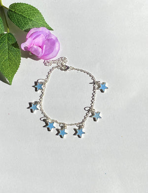 Blue Star Silver Anklet