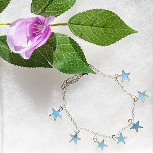 Blue Star Silver Anklet