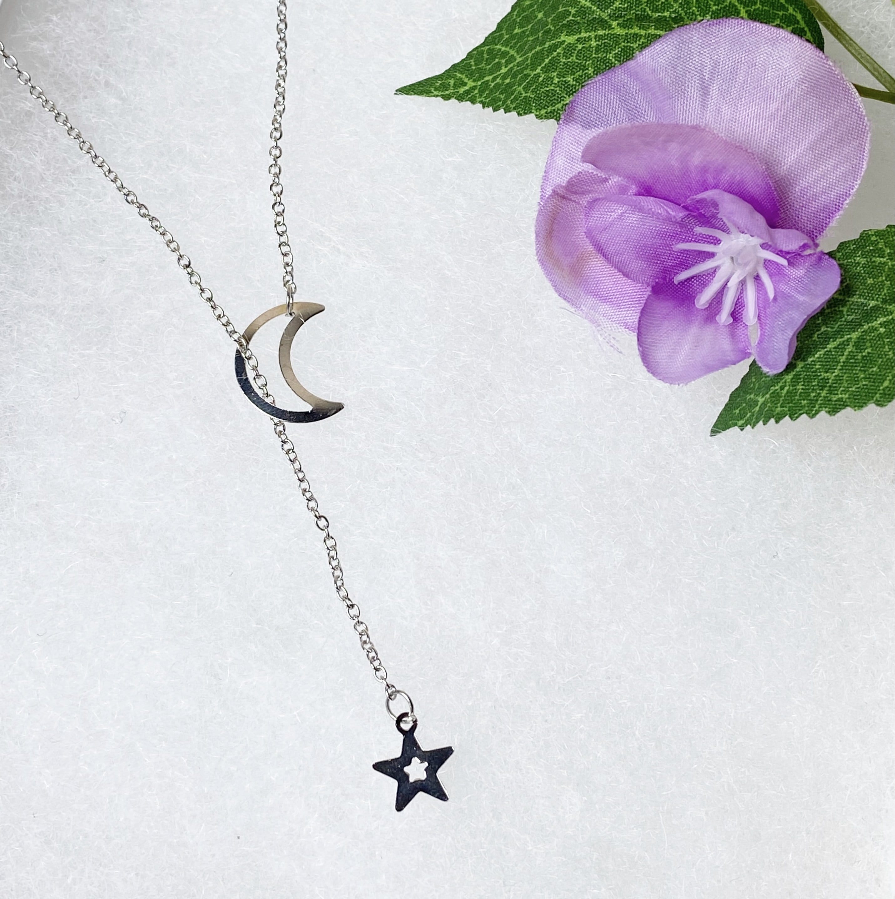 Crescent Moon & Star Pendant Necklace.